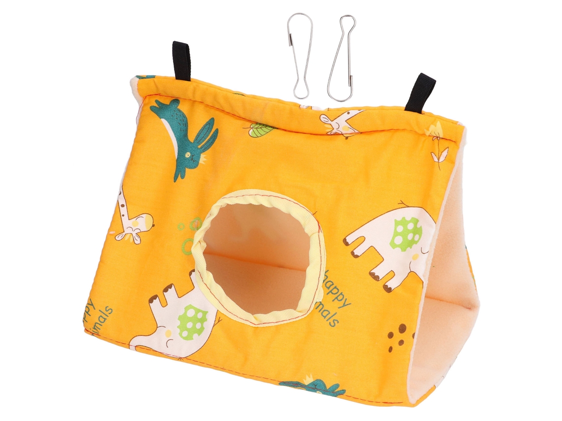 Casita Colgante Triangular De Franela Suave Naranja Para Pájaros, Hámsteres Y Ardillas Con Ganchos.