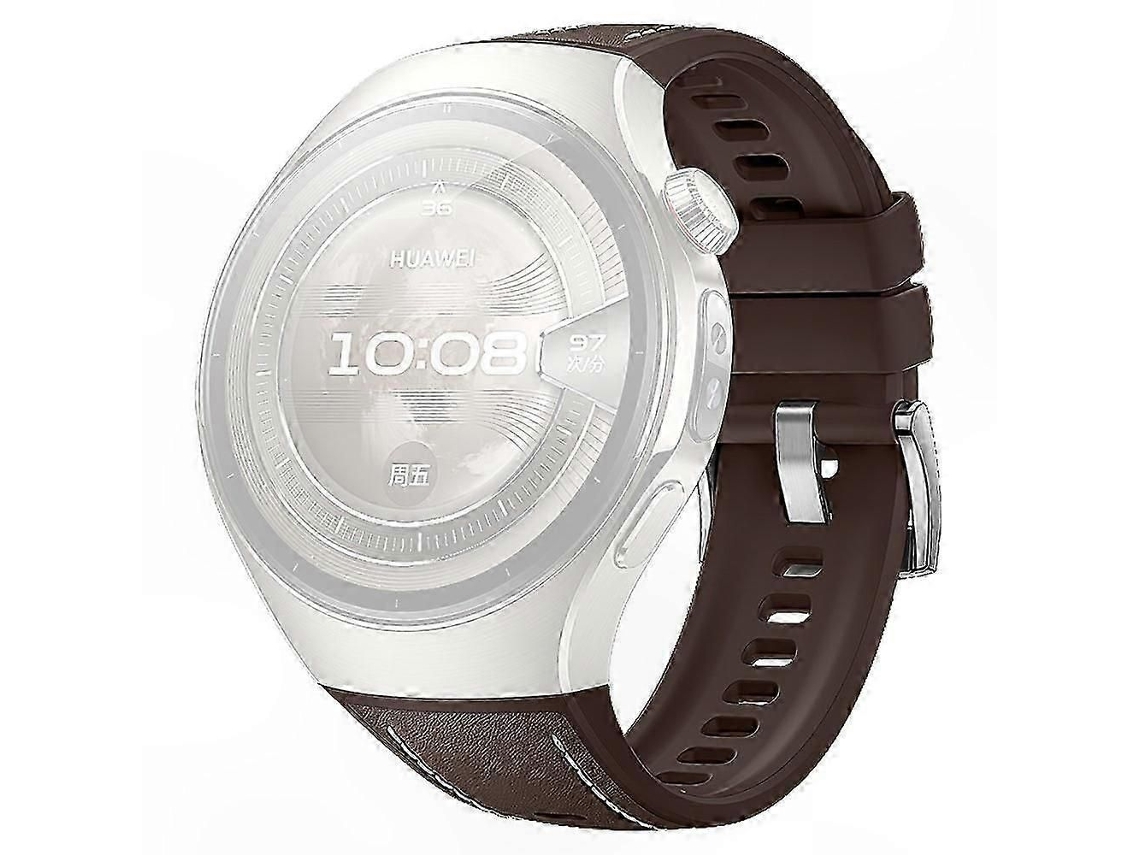 Pulseira De Couro Bovino Genuíno E Silicone Para Smartwatches De 46 Mm.