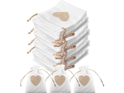 Juego De 30 Bolsitas De Yute Con Forma De Corazón De 10x14 Cm Con Cordón Ajustable - Regalo De Navidad