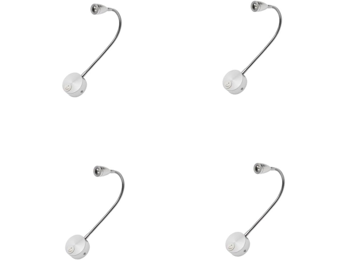 Juego de 4 apliques LED flexibles de pared con brazo articulado, luz blanca fría para mesita de noche y dormitorio. SFUSHOS