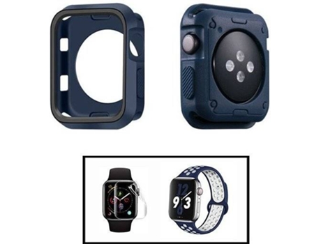 Carcasa Military + Correa SportyStyle + Protector de Hydrogel PHONECARE Apple iWatch Series SE - 40mm Azul Oscuro y Negro