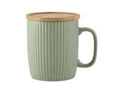 Taza de cerámica de 400ml con rayas verticales, sencilla y fresca, con tapa, ideal para la oficina. NEVEANCE