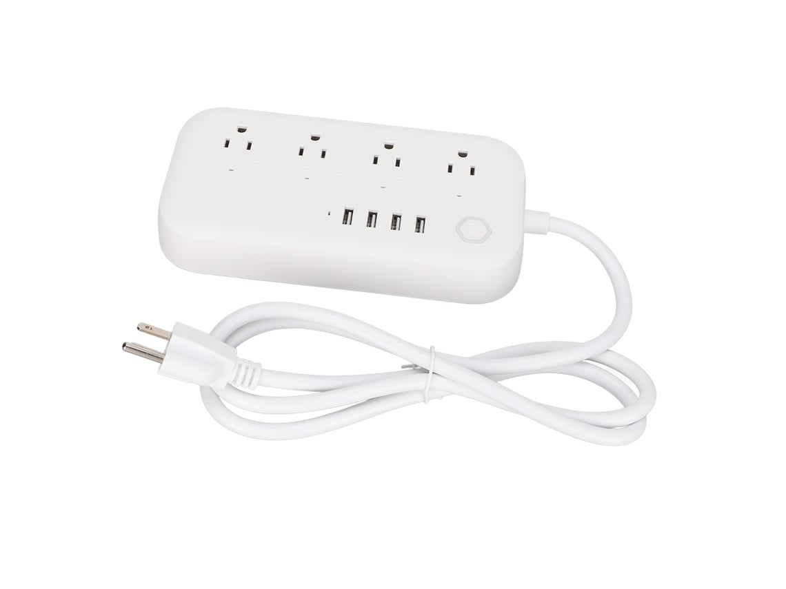 Painel De Energia Inteligente 4 Tomadas Ac 4 Portas Usb Carregamento Rápido Com Timer E Proteção Contra Surtos