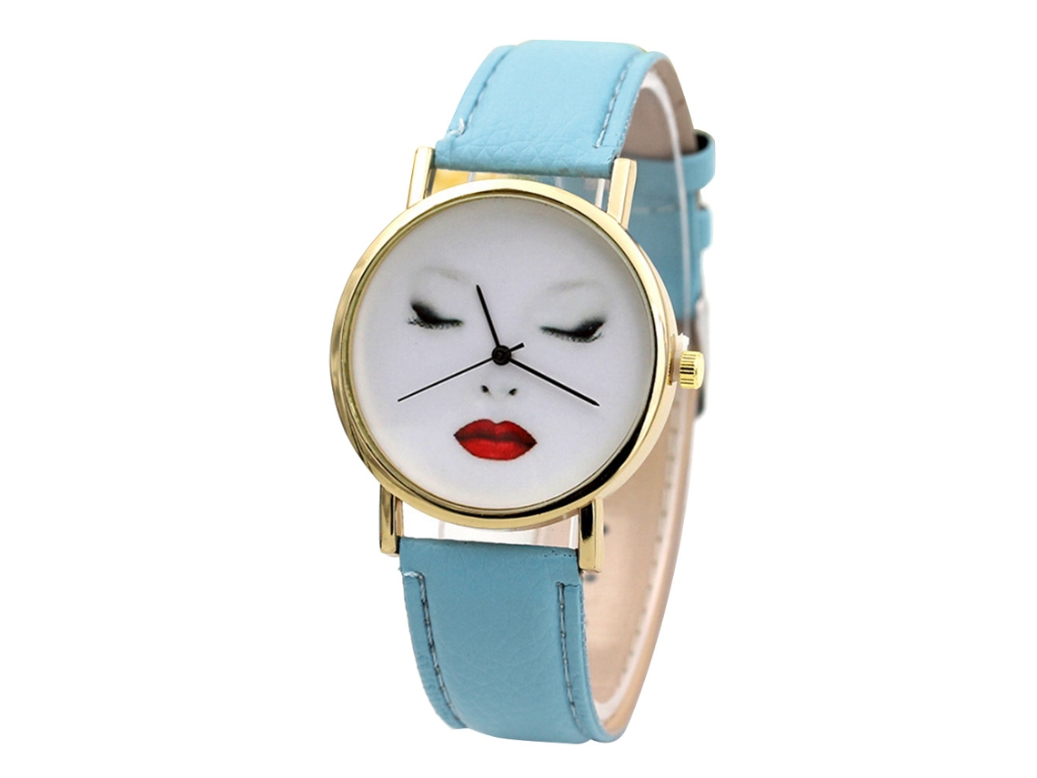 Elegante Reloj De Pulsera De Cuarzo De Aleación Para Mujer, Color Azul Cielo.