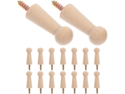 16 Ganchos Pared Madera Maciza Atornillables Colgar Sombreros Acabado Natural Dimensiones Organizar Abrigos