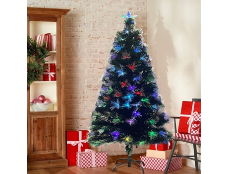 Árbol Navidad con Luces Fibra Óptica de Colores 90cm