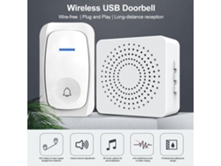 Campainha Sem Fio À Prova D'água Com 38 Melodias E Volume Ajustável Para Casa Usb Plug And Play