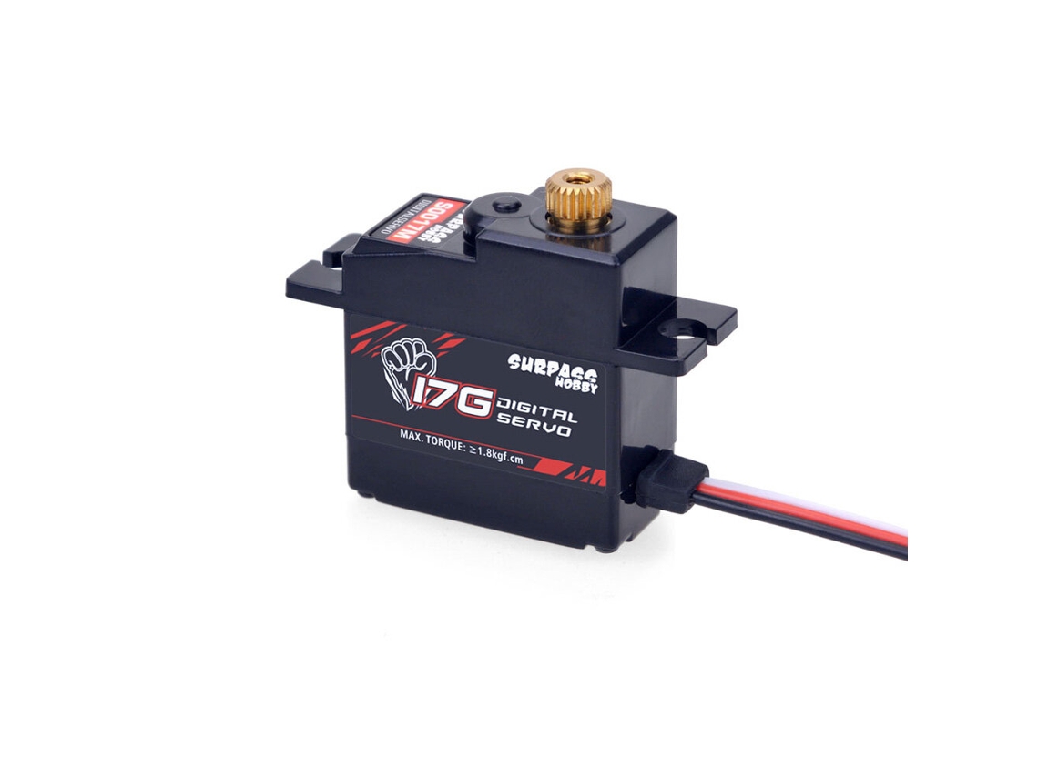Servo de dirección digital Surpass Hobby S0017m de 17 g con engranaje metálico de 1,8 kg para helicóptero, avión, camión, coche, barco y robot RC a escala 1/18