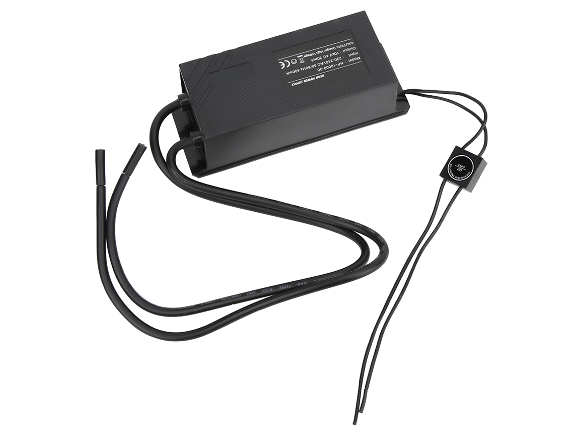 Transformador Electrónico Para Lámpara De Neón Np-10000-30, Fuente De Alimentación De 10 Kv Y 30 Ma Con Protección Automática, Certificación Ul Y Csa.