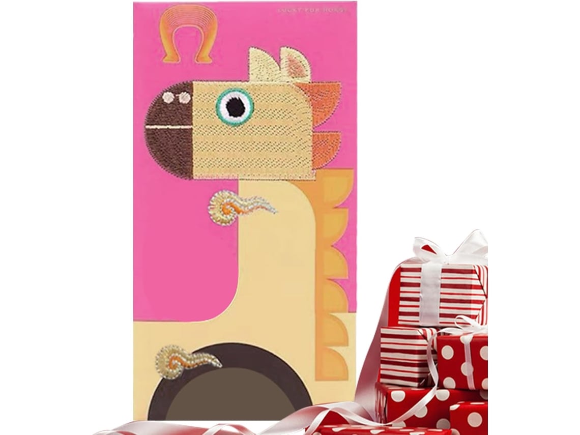 Sobres rojos para dinero – Recuerdo de caballo bordado, moneda de coleccionista – Año Nuevo, Niño