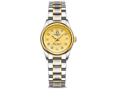 VEANXIN Reloj de pulsera automático para mujer mecánico resistente al agua con cristal de zafiro-oro plata