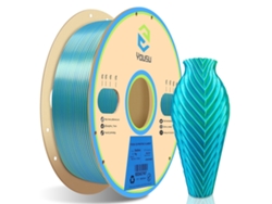 Hilo de seda PLA para impresora 3D, 1,75 mm, bicolor azul/verde, 1 kg, precisión +/- 0,03 mm