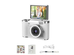 (blanco - 64 Gb) Cámara Digital 4k - 48 Mp - Cámara Para Niños - Enfoque Automático - Pantalla De 2,4 Pulgadas - Abatible 180°