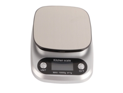 Balanza de cocina digital de 10 kg y 1 g para repostería casera, compacta.