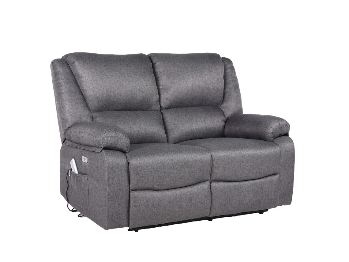 Sofá Ecode® de 2 plazas con reclinación eléctrica y masaje, 8 motores y calefacción lumbar | Gris oscuro