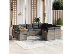 Conjunto de sofás de jardín de 10 piezas DKD Home Decor con cojines de mimbre gris
