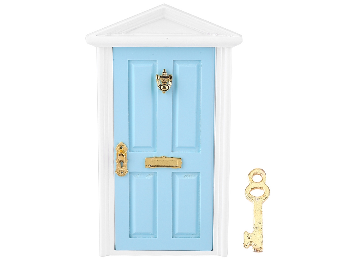 Puerta De Madera En Miniatura Para Casa De Muñecas, Escala 1:12, Juguete Decorativo Para Niños - Azul
