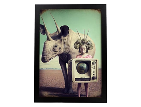 NACNIC Poster Cuernos En Estilo Surrealismo Cinematográfico Ilustraciones Y Grabados De Historieta Abstracta Y Artística A3 Marcos Negros