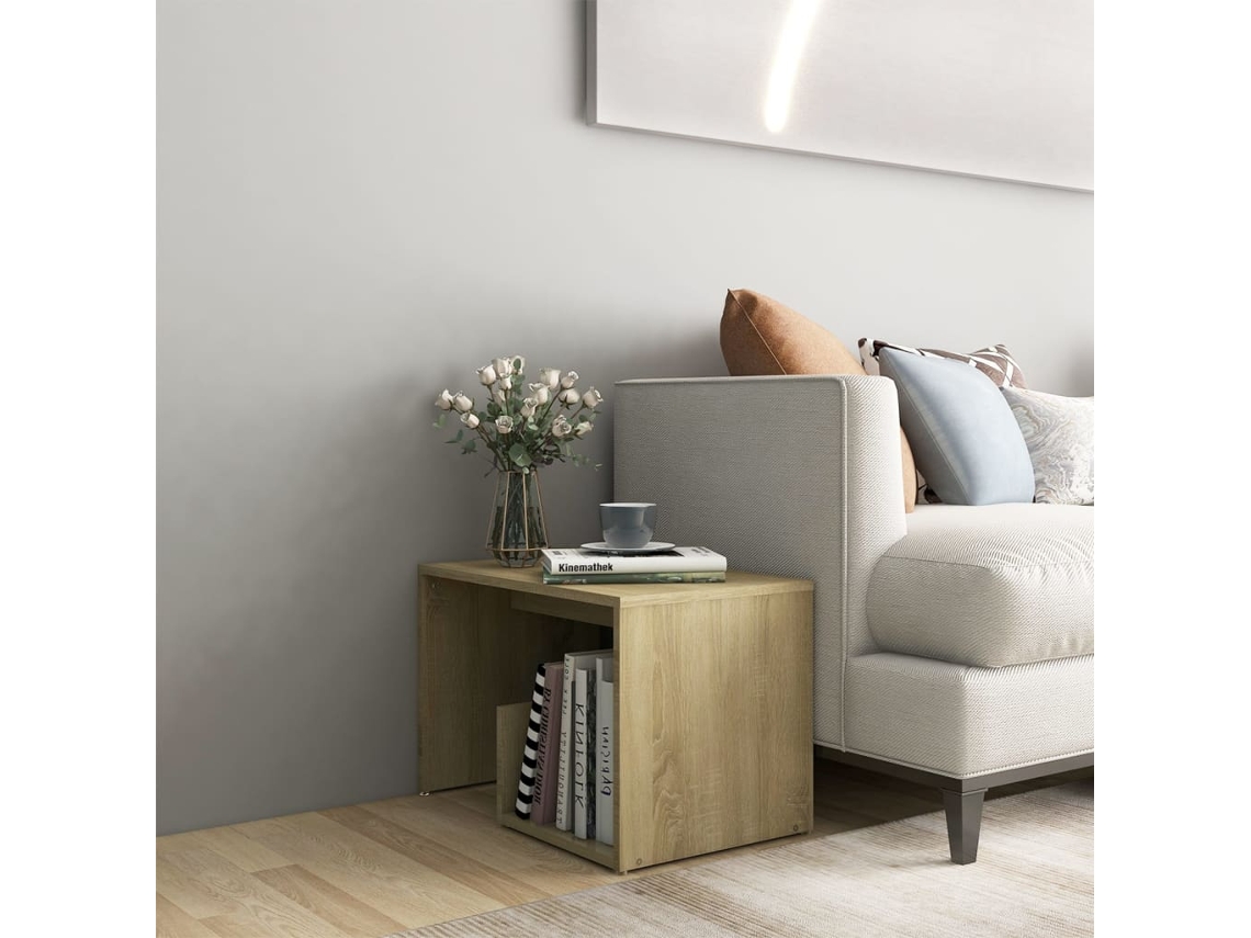 Mesa auxiliar  Mesa auxiliar  Mesa auxiliar 59x36x38 cm derivados de madera de roble Sonoma Wsd194532 Lovely Home