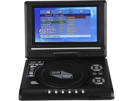 Reproductor de Dvd Portátil de 7,8 Pulgadas con Pantalla Giratoria Cargador de Coche Recargable Gamepad 100-240V Eu-Fut