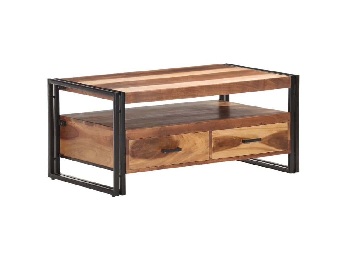 vidaXL Mesa de centro madera maciza acabado de sheesham 100x55x45cm