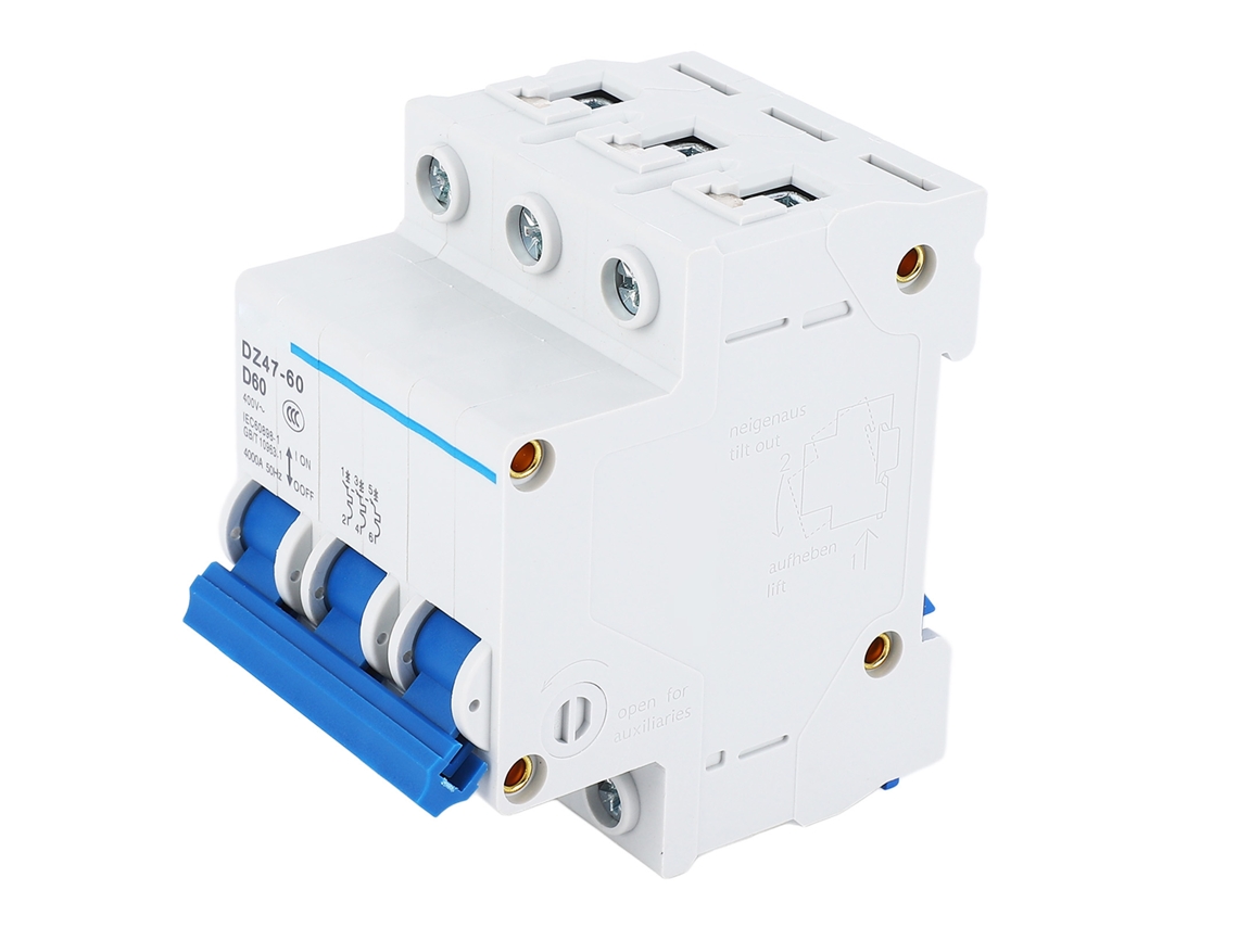 Disyuntor Miniatura 3p D60 400v 60a 6ka Para Montaje En Riel En Aplicaciones Residenciales Y Comerciales.