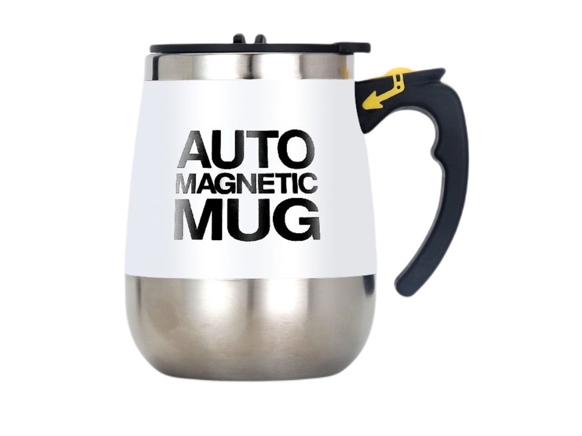 Taza térmica de acero inoxidable recargable automáticamente con agitador magnético, inteligente y creativa. Mdug (blanca)