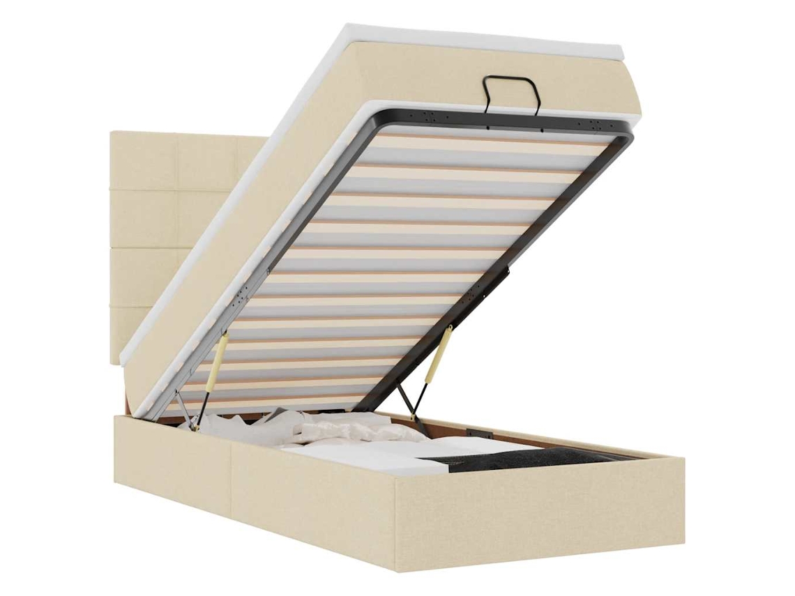 Maison Exclusive - Estructura De Cama Otomana Con Colchón Tela Crema 90x190cm
