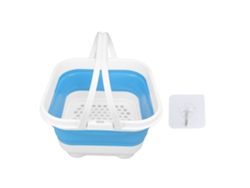 Taza De Baño Plegable Con Base Extraíble, Gran Capacidad, Organizador De Baño Blanco Y Azul