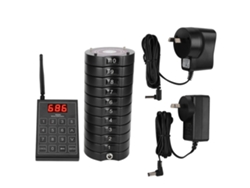 Sistema De Paginación Y Cola Inalámbrica Para Invitados 668-s 1 Transmisor + 10 Pagers De Portavasos