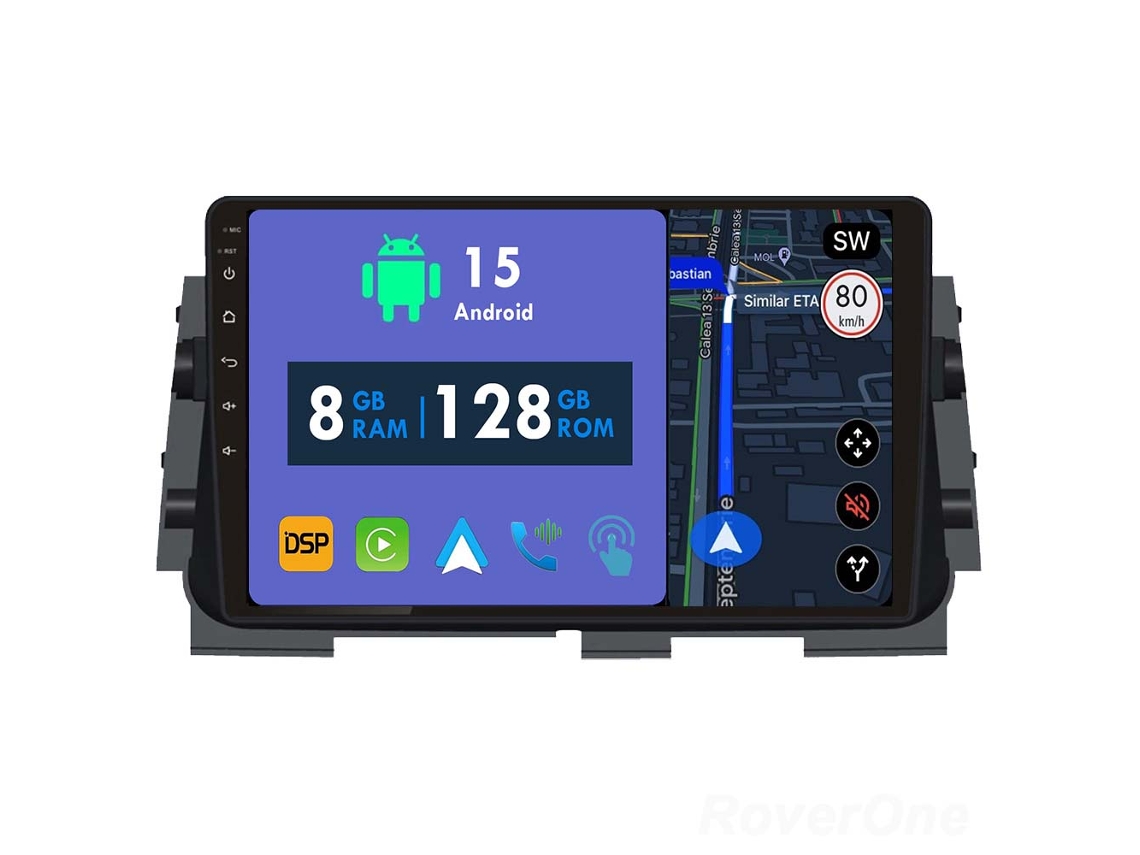 Coche Radio Android Auto Autoradio 8GB RAM 128G ROM CarPlay Navegación GPS Pantalla Táctil RoverOne para Nissan Kicks P15 2017 - 2021 