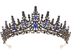 Tiara de diamantes de imitación para mujer, corona de boda, 3 diamantes de imitación en dorado, azul y negro, accesorio.
