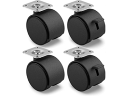 Conjunto De 4 Ruedas De Mobiliario 40 Mm Con Freno, 25 Kg Por Rueda, Giratorias Para Interiores, Resistentes Y Suaves En Pisos