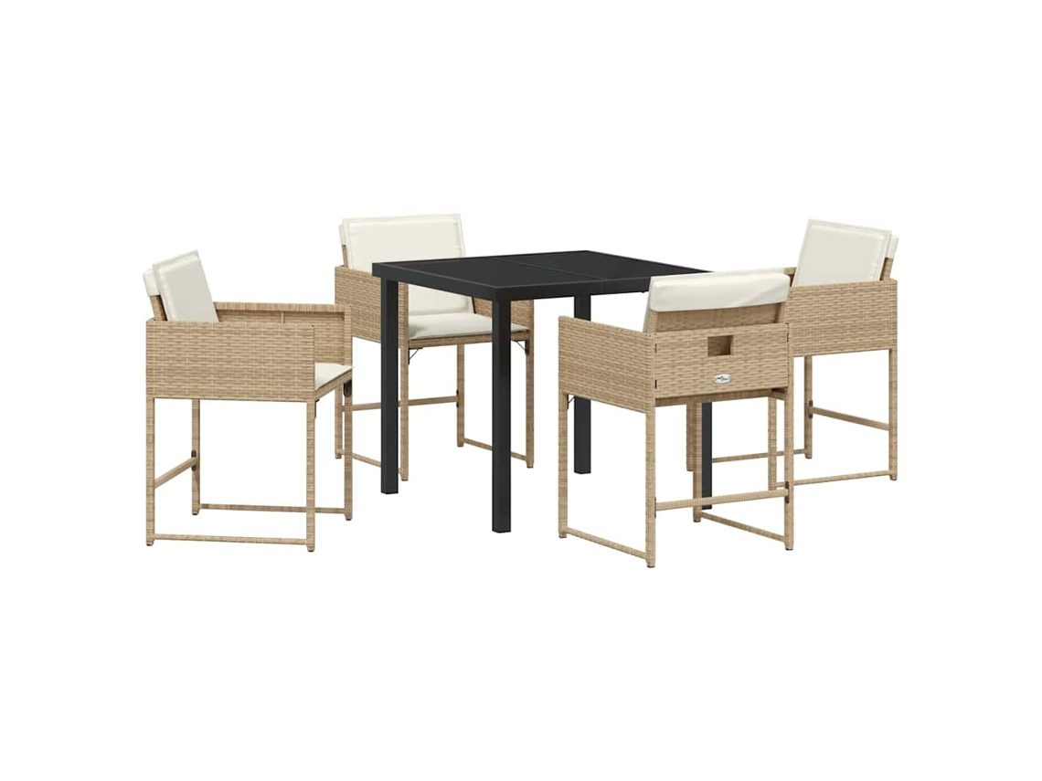 Maison Exclusive - Conjunto De Comedor De Jardín 5 Pcs Beige Ratán Sintético