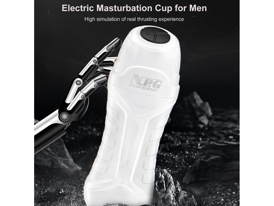 Copo De Masturbação Elétrico Para Homens Vibrador Com Sucção Automática Branco Qg-188 Brinquedo Adulto