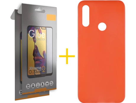 Kit Funda + 2 Protectores de Pantalla Huawei Y7 2019 SKYHE Liso Rojo