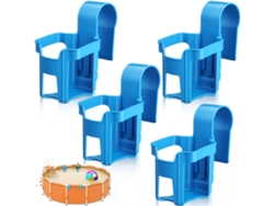 4 Portavasos Para Piscina Azul, Accesorio Resistente Para Piscinas Elevadas, Compatible Con Barras Redondas De Hasta 2 Pulgadas