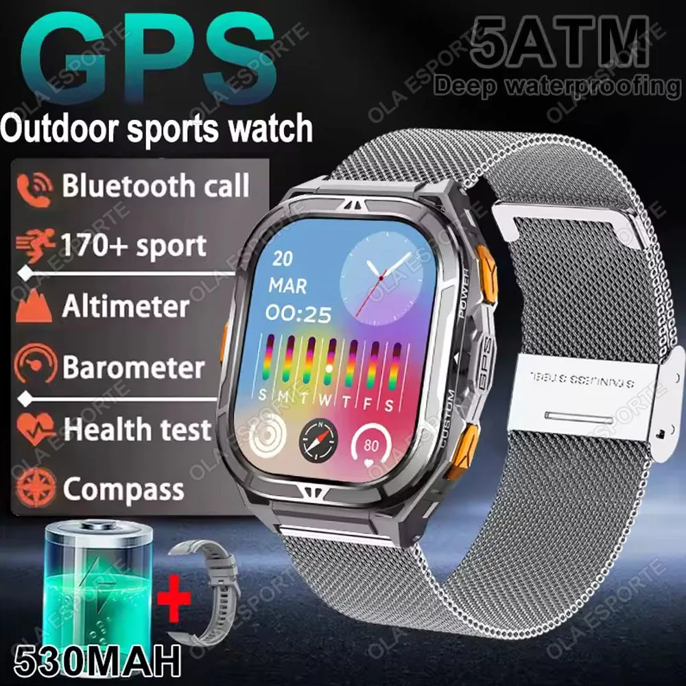 Reloj Inteligente Gps (con Correa De Malla Plateada) Con Brújula Gnss De Doble Frecuencia Integrada, Resistente Al Agua.