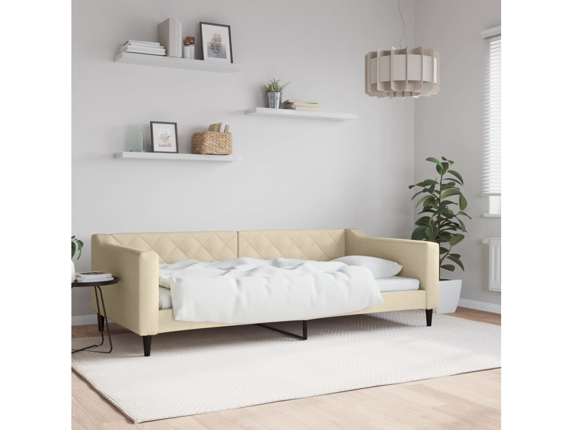 Sofá Cama Sin Colchón Tela Crema 100x200 Cm