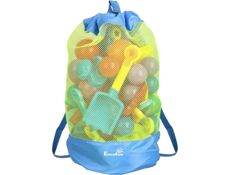 Bolsa de Playa de Malla Grande Duradera con Cierre de Cordón, Mochila para Playa y Piscina, Bolsas de Almacenamiento para Juguetes y Pelotas, BISBI...