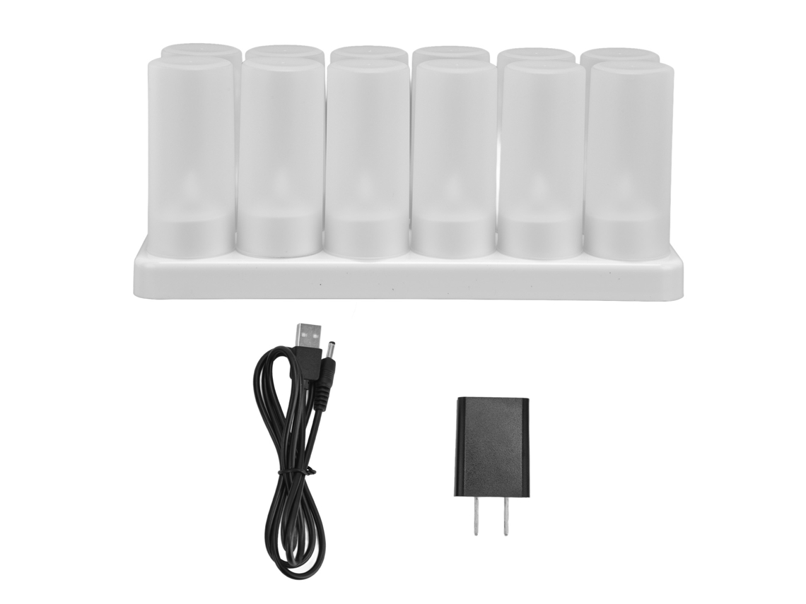 Lámpara LED recargable inalámbrica tipo vela con enchufe estadounidense de 100-240 V.