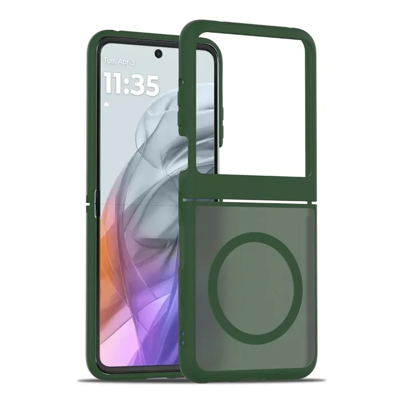 (verde, Motorola Razr 2025) Funda Plegable Magnética Mate Para Teléfono, Textura Agradable Al Tacto, Resistente A Los Golpes.