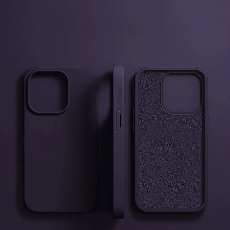 (morado Oscuro Iphone 15 Plus) Funda De Lujo De Silicona Líquida Para Iphone, Funda Suave A Prueba De Golpes.