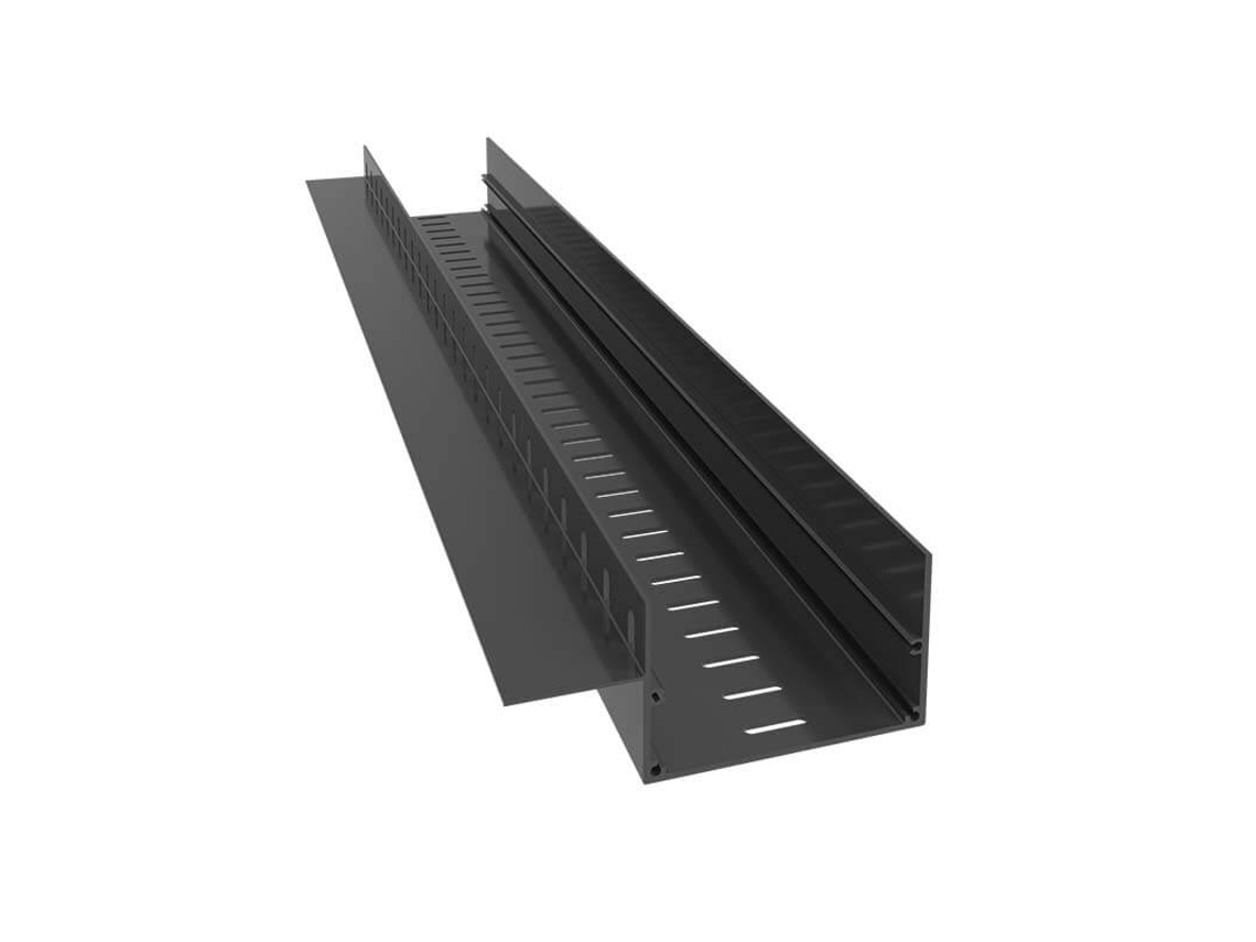 Perfil lineal de aluminio Renoplast® Renodrain para terrazas ventiladas a nivel del suelo | Perfil de grafito de 200 cm | Drenaje lineal
