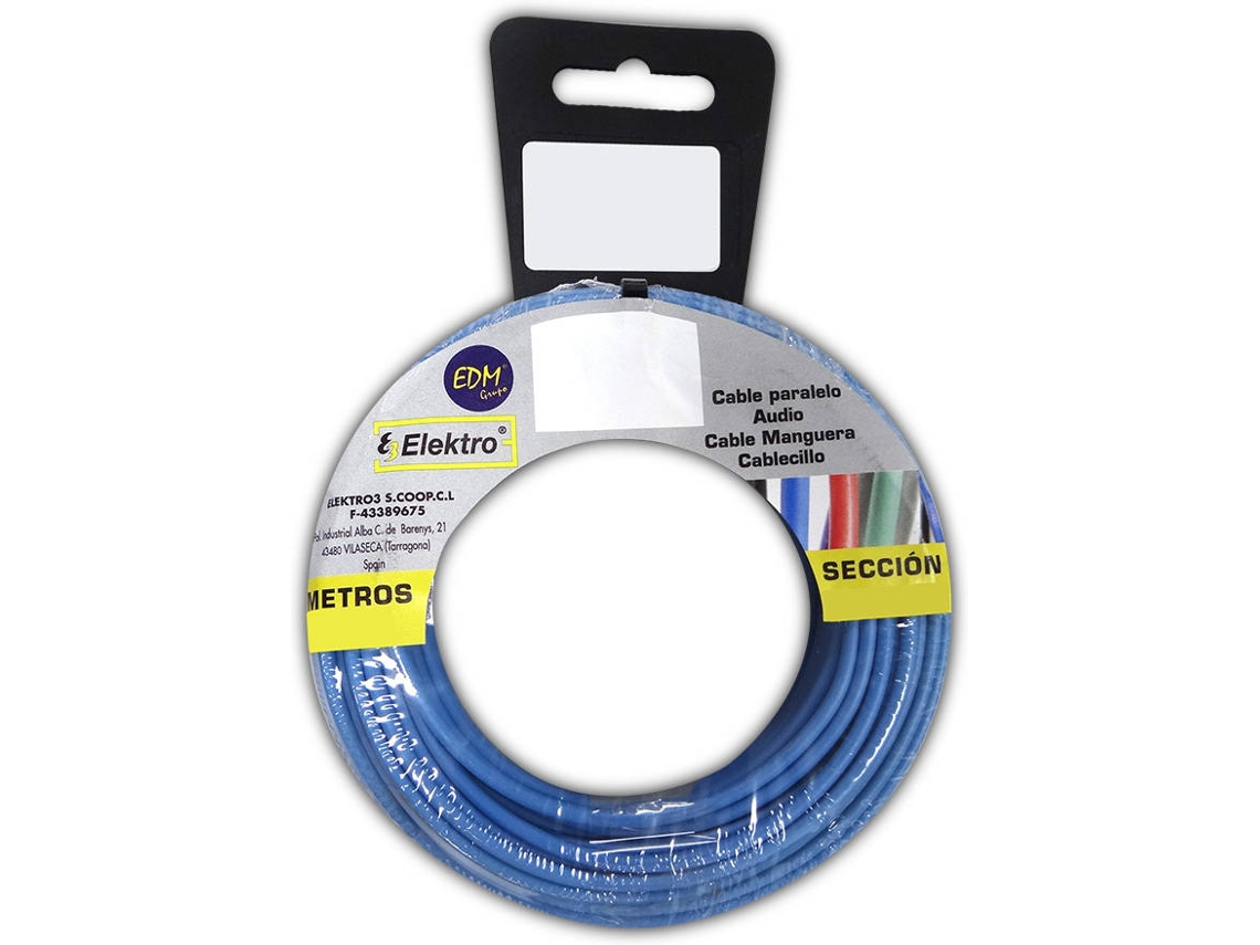 Rollo De Cable EDM Flexible 6 mm Azul 25 mts Libre Halógenos