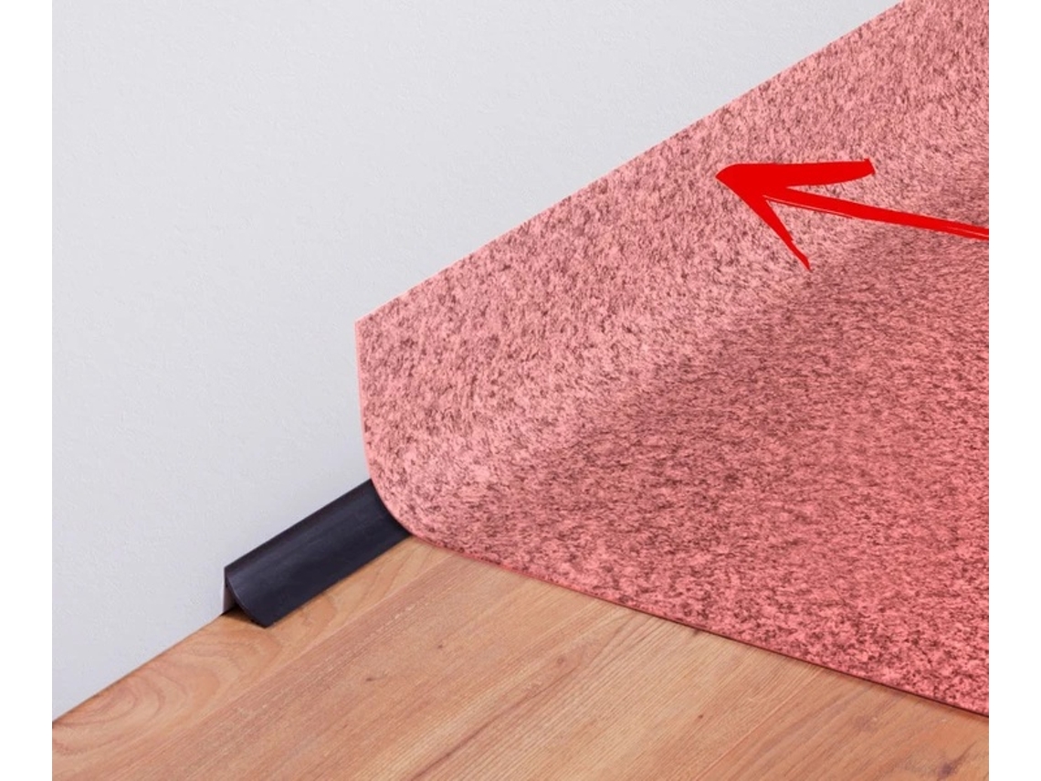 Tira de PVC para acabado y montaje de 50 mm, 2 m, rollo de un cuarto para instalación de alfombras, color negro Quest