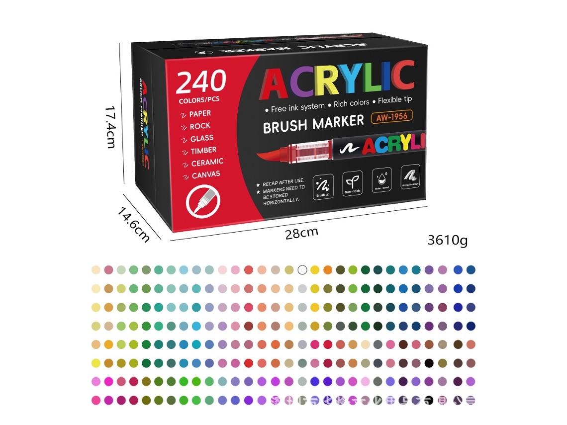 Bolígrafo de tinta acrílica con punta suave, bolígrafo de arte infantil DIY, 240 colores Gertiz