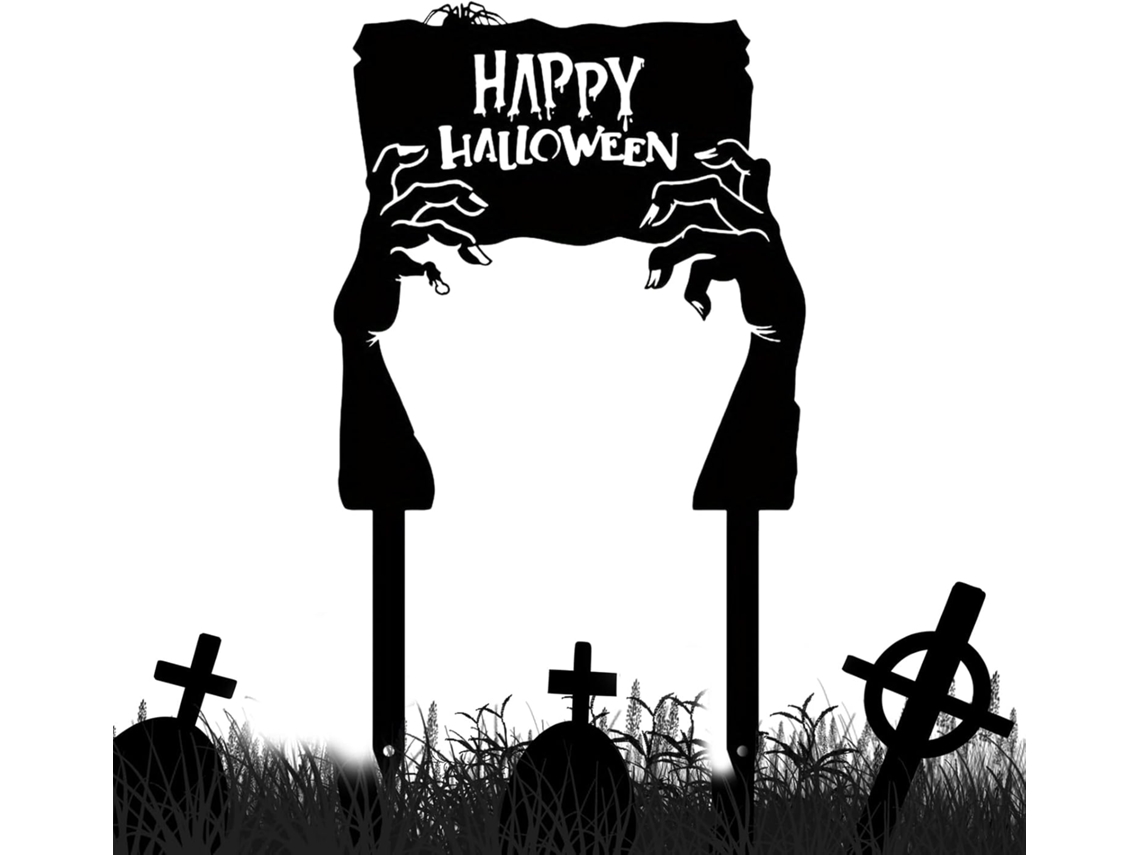 Decoraciones De Halloween Para Exteriores: Estacas Metálicas Alegres Para El Jardín, Letreros De "truco O Trato" Para
