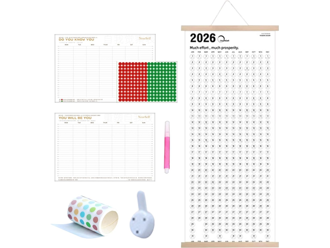 Organizador, Calendario de pared 2026, Planificador de doble cara, Grande 2026-2027, para la planificación navideña
