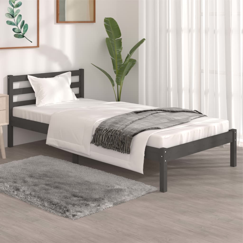 Cama VIDAXL Gris Madera (Compatible con Colchón: 195.5 x 95.5 x 69.5 cm)